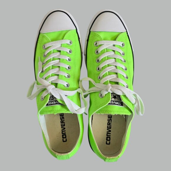 Converse All Star Sneakers Shoes Neon Lime Green 152808F Women Size 12 Men 10 - Picture 6 of 10